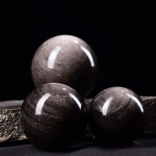 銀雲母黑曜石球體水晶球擺件直徑3-10cm - 銀曜石球 - 查看 2