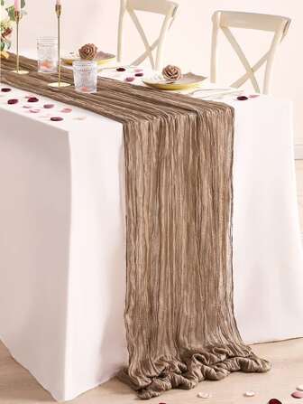 5 piezas Camino de mesa plisado marrón, Mantel plegable, Decoración festiva de cumpleaños Decoración de boda Decoración del hogar para fiestas Mesa de decoración de la sala Mantel de mesa, Bandera de mesa, Cubierta de mesa de unicolor, Decoración de cumpleaños Decoración de boda, Decoración de Año Nuevo 2026, Favor de fiesta, Decoración de fiesta de baby shower, Decoración de fiesta, Camino de mesa para el hogar