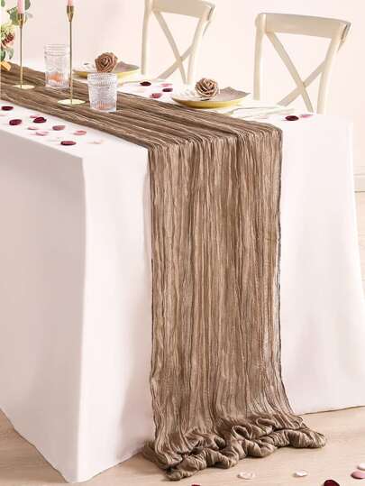 Set van 5 bruine geplooide tafellopers, opvouwbaar tafelkleed, decoratie voor feestdagen, verjaardagen, bruiloften en andere gelegenheden, salontafelkleed, tafelloper, effen tafelkleed, decoratie voor verjaardagen en bruiloften, decoratie voor Nieuwjaar 2026, feestcadeaus, decoratie voor babyshowers, feestdecoratie, tafelloper voor thuis