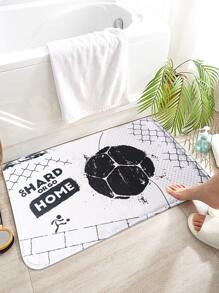 1入組足球圖案防滑浴室毯,現代滌綸馬桶墊 - 彩色 - 查看 1