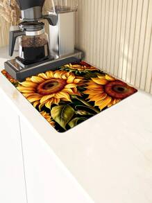 1 pieza Alfombrilla para secar platos con patrón de girasol - Multicolor - Ver 2