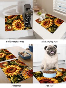 1 pieza Alfombrilla para secar platos con patrón de girasol - Multicolor - Ver 6