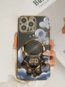 Ốp điện thoại hình phi hành gia hoạt hình với tay cầm nổi bật, phiên bản quốc tế, không phải phiên bản nội địa. - màu đen - Xem 5