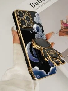 Ốp điện thoại hình phi hành gia hoạt hình với tay cầm nổi bật, phiên bản quốc tế, không phải phiên bản nội địa. - màu đen - Xem 4