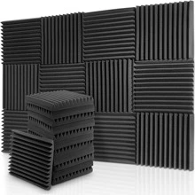 Donner Acoustic Panels Sound Proof Foam Panels for Walls 12-Pack Wedge Sound Absorbing Panels Acoustic Foam Noise Canceling Panels for Studio Recording Home Office - 黑色 - 查看 1