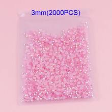3MM果凍AB圓形樹脂水鑽平底後塑膠膠水水晶指甲寶石水鑽閃閃發光適用於美甲,服裝連衣裙,工藝,杯子,包裝飾用品珠子配件 - 淺粉色 - 查看 2