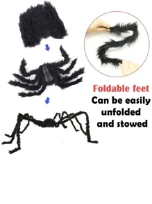 巨型庭院萬聖節裝飾戶外蜘蛛網，外面有35英寸蜘蛛，可怕裝飾懸掛三角形巨型蜘蛛網假蜘蛛彈力蜘蛛網套裝派對用品禮品 - 黑色 - 查看 5