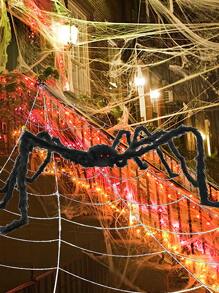 巨型庭院萬聖節裝飾戶外蜘蛛網，外面有35英寸蜘蛛，可怕裝飾懸掛三角形巨型蜘蛛網假蜘蛛彈力蜘蛛網套裝派對用品禮品 - 黑色 - 查看 7