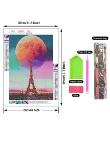 Paris Eiffel Tower Image 30x40cm Diy Full Drill Diamond Painting Set - Multicolor - View 8