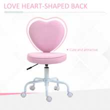 HOMCOM Heart Love Shaped Back Design Office Chair with Adjustable Height, Pink - 粉色 - 查看 5