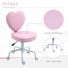 HOMCOM Heart Love Shaped Back Design Office Chair with Adjustable Height, Pink - 粉色 - 查看 6