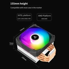 Segotep CPU 空气冷却器 6 热管，120mm PWM 处理器 150W TDP 冷却器，兼容英特尔 LGA 1700/1200/115X AMD AM5/AM4 RGB 灯 - 黑色 - 查看 7