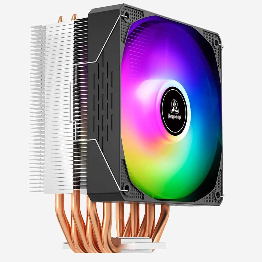 Segotep CPU 空气冷却器 6 热管，120mm PWM 处理器 150W TDP 冷却器，兼容英特尔 LGA 1700/1200/115X AMD AM5/AM4 RGB 灯 - 黑色 - 查看 1