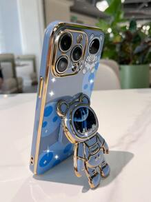 Apple Cartoon Astronaut Decor Phone Case With Stand-Out Phone Grip