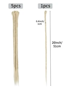 5入組/袋 Dreadlock 延伸20英寸金色手工合成恐怖附織雷鬼頭髮延伸 - 金色 - 查看 5