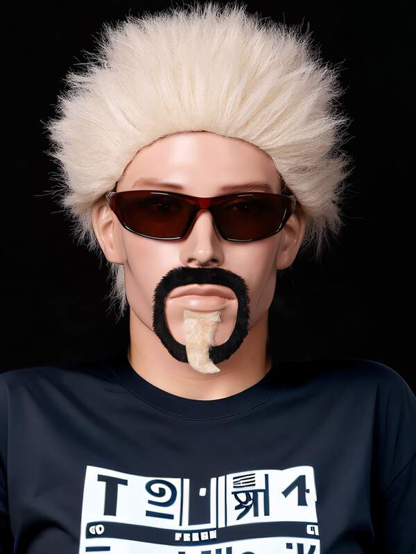 Celebrity Chef Wig and Goatee Men Wig Blonde Funny Wigs Male Party Wig