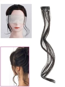 Natural Black Dragon Whiskers Bangs - Black - View 6