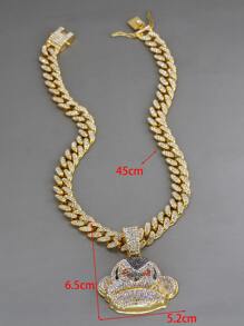 1入組男士和女士嘻哈風格全鑽石鑲嵌3D猴子吊墜項鍊,流行和酷扣環街舞蹈猿配件 - 復古銀色 - 查看 4