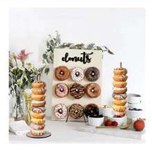1pc Donut Wall Display Donut Rack Party Wooden Donut Rack Donut Party Donut Birthday Wedding Centerpieces Cake Stand Cake Decorations Cupcake Stand Cake Decor Cake Holder Wedding Decor Wedding Party Supplies Wedding Decorations Wedding Accessories Wedding Cake Stand - Yellow - View 1