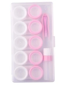 5pcs Transparent Plastic Companion Box For Contact Lenses, Portable Travel Storage Case - Pink - View 1