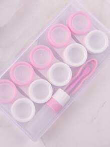 5pcs Transparent Plastic Companion Box For Contact Lenses, Portable Travel Storage Case - Pink - View 2