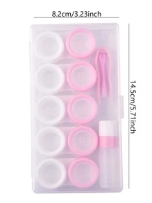 5pcs Transparent Plastic Companion Box For Contact Lenses, Portable Travel Storage Case - Pink - View 3