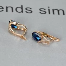 Vanel 1 Đôi Khuyên Tai Hình Bầu Dục Thời Trang Cho Nữ Trong Trang Sức, Quà Tặng Cho Bạn Gái/Vợ - Xanh đậm - Xem 4