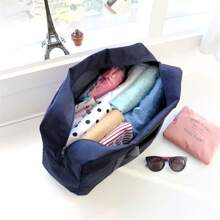 1 件可折叠单肩随身行李袋纯色旅行收纳袋，大容量拉杆行李箱，适合航空旅行 - 藏蓝色 - 查看 4