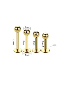 5pcs Stainless Steel Eyebrow Piercing Rings With Banana-shaped Barbell And Anodized Ball - golden lip nails - View 2