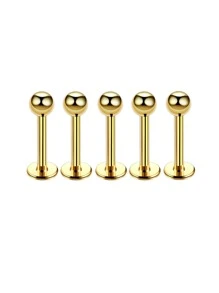 5pcs Stainless Steel Eyebrow Piercing Rings With Banana-shaped Barbell And Anodized Ball - golden lip nails - View 1