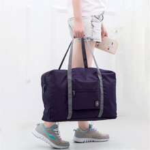 1 件可折叠单肩随身行李袋纯色旅行收纳袋，大容量拉杆行李箱，适合航空旅行 - 藏蓝色 - 查看 6