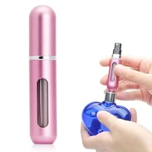 Travel Mini Perfume Refillable Spray Container, Portable Fragrance Pump Box Empty Perfume Atomizer Bottle, Ideal For Travel And Outdoor Use,Room,Home,Bedroom,Bathroom,House,Pink Room,Living Room Decor,Travel Stuff,Gift Bag,Gifts For Mom,Dad,Men,Friends,Teacher,Birthday,Wedding,Desk,Shelves,Accessories,Gift Boxes,Funny Gift,Storage - Pink - View 1