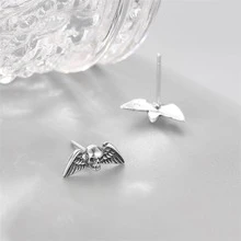 OMID S925純銀復古顏色骷髏和翅膀耳環適用於女士時尚配件和禮物