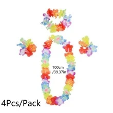 4pcs/set Tropical Hawaiian Lei Garlands Artificial Flower Wreath For Party Decoration And Gift - Multicolor - View 5