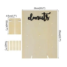 1pc Donut Wall Display Donut Rack Party Wooden Donut Rack Donut Party Donut Birthday Wedding Centerpieces Cake Stand Cake Decorations Cupcake Stand Cake Decor Cake Holder Wedding Decor Wedding Party Supplies Wedding Decorations Wedding Accessories Wedding Cake Stand - Yellow - View 5