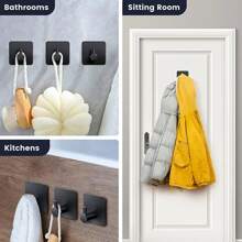 1入組無鑽孔掛鉤，強力粘合，不銹鋼，無痕，黑色和金屬色，單個浴室毛巾壁掛架