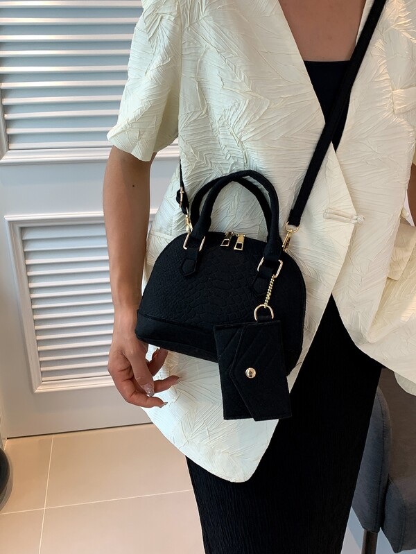 New Style Shell Shape Bag Fashionable Tote Bag With Coin Purse And Crossbody Strap , Women Bag With Dime Bag