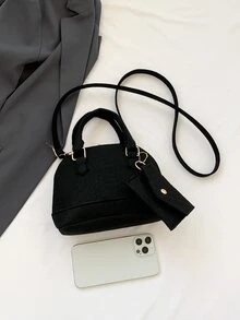 New Style Shell Shape Bag Fashionable Tote Bag With Coin Purse And Crossbody Strap , Women Bag With Dime Bag