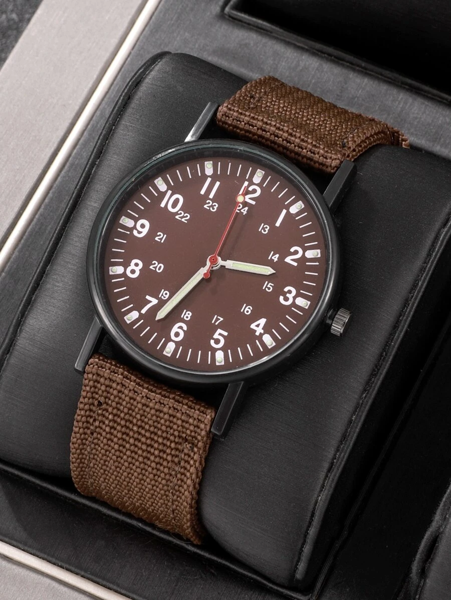 SHAARMS 1 Miếng Nâu Chất vải Dây đeo Giải trí Tròn Quay số đồng hồ Quartz , Đối với Cuộc sống hàng ngày - màu nâu - Xem 1