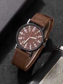 SHAARMS 1 Miếng Nâu Chất vải Dây đeo Giải trí Tròn Quay số đồng hồ Quartz , Đối với Cuộc sống hàng ngày - màu nâu - Xem 3