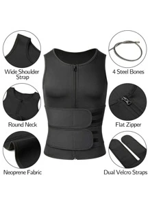 Camiseta de tirantes de sauna de estilo novio para hombres, chaleco deportivo, camiseta de ejercicio para gimnasio, entrenamiento y fisicoculturismo - Negro - Ver 5