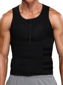 Camiseta de tirantes de sauna de estilo novio para hombres, chaleco deportivo, camiseta de ejercicio para gimnasio, entrenamiento y fisicoculturismo - Negro - Ver 2