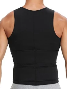 Camiseta de tirantes de sauna de estilo novio para hombres, chaleco deportivo, camiseta de ejercicio para gimnasio, entrenamiento y fisicoculturismo - Negro - Ver 3