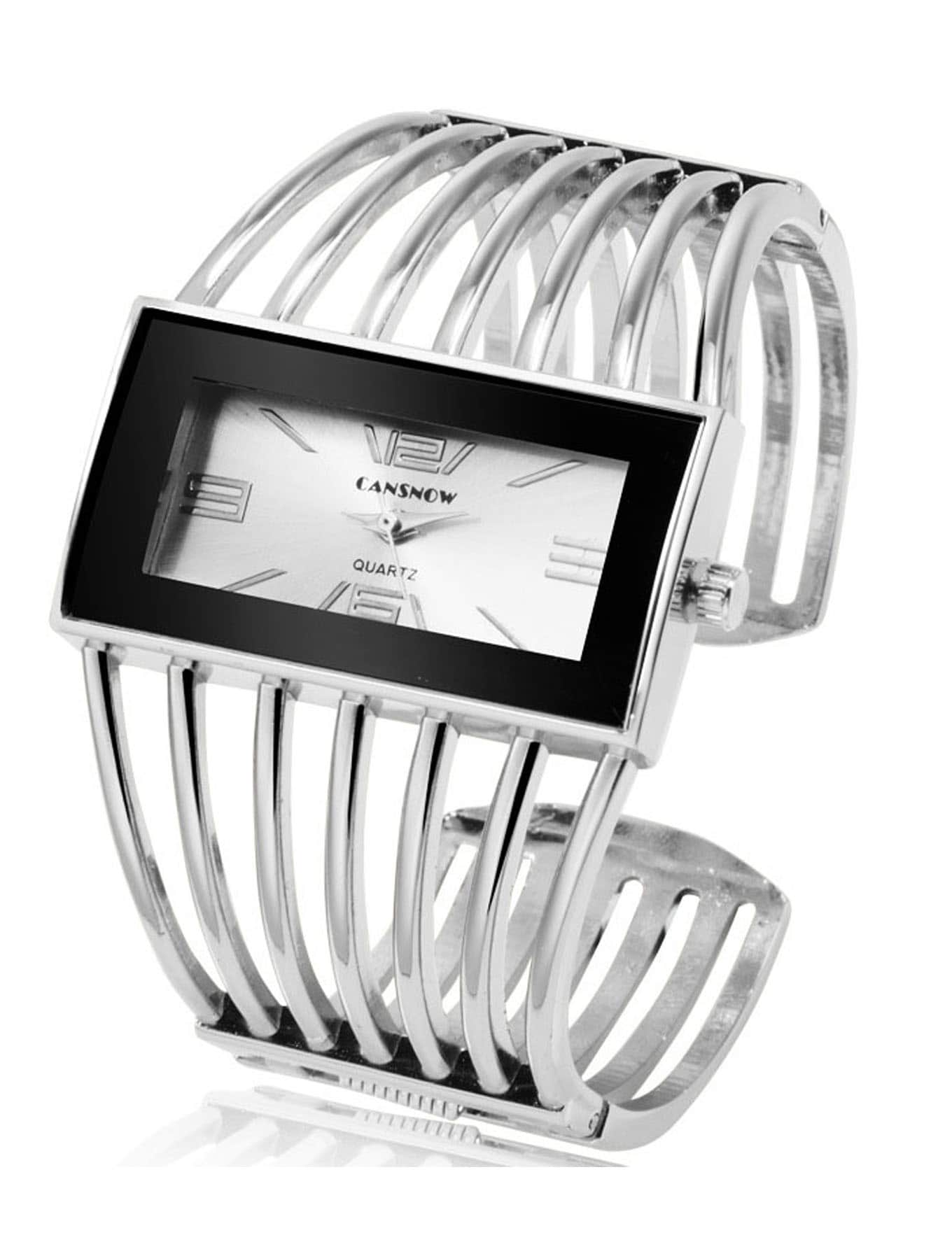 Reloj de pulsera de mujer de cuarzo con diseño hueco y brazalete de moda