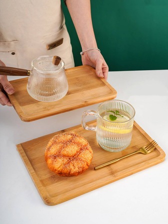 1 pieza Bandeja rectangular de estilo japonés creativa hecha de madera sólida, adecuada para pizza, té, pastel, barbacoa, bebidas, pan, filete, etc. Regalo de Navidad