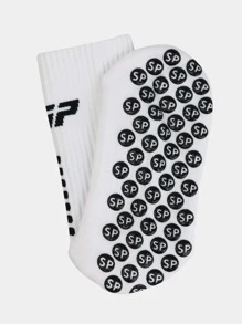 1 par Calcetines antideslizantes deportivos y al aire libre, calcetines de agarre para rendimiento en fútbol/futbol para hombres - Blanco - Ver 5