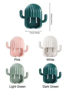 1入組壁掛式牙刷架，仙人掌形狀，無需鑽孔，北歐風格電動牙刷浴室收納盒