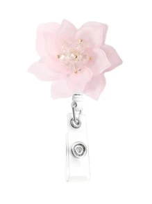 Pinza de cocodrilo 27 pulgada retractable pétalo flor distintivo con para enfermeras , médico , oficina - Rosa Pálido - Ver 1