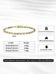 ORSA JEWELS 1 PC Luxury 925 Sterling Silver 14K Gold Plated Tennis Bracelet Zirconia Hand Chain Women Jewelry For Birthday Anniversary Day Wedding Engagement Christmas Gift Bridal Jewelry - Yellow Gold - View 5