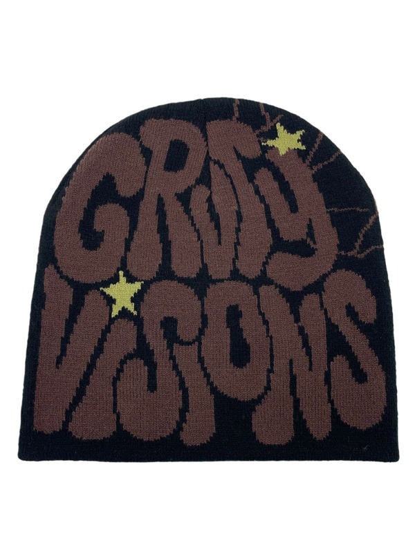 1pc Reversible Y2k Beanie With Spider  & Jacquard Letter Pattern Hip